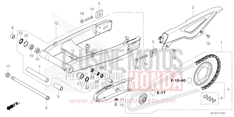 SWINGARM for Hornet 750 MAT IRIDIUM GRAY METALLIC (NHC64) from 2023